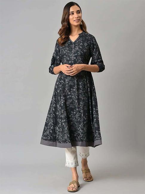 aurelia grey printed a line kurta