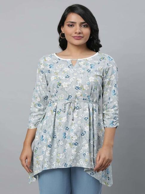 aurelia grey printed a line short kurti