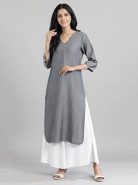 aurelia grey straight kurta