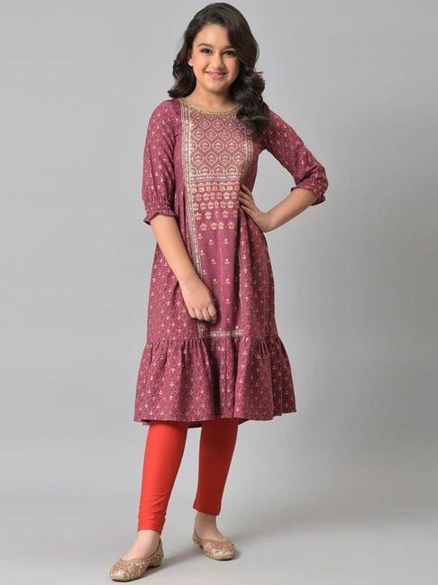 aurelia kids maroon printed dress