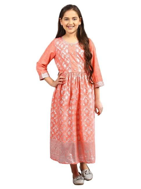 aurelia kids peach printed dress
