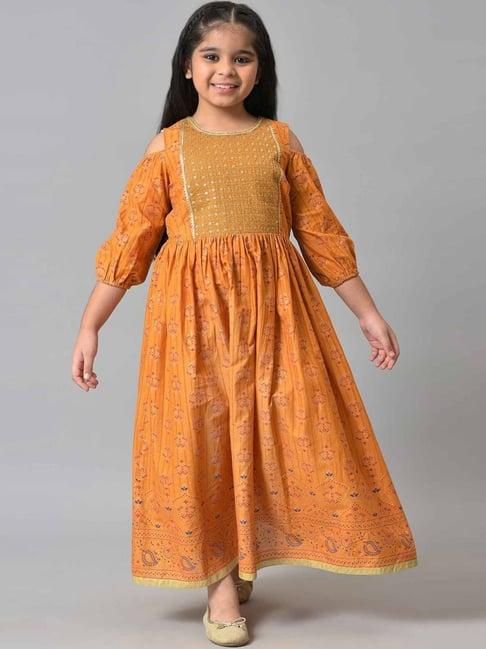 aurelia kids yellow cotton embroidered dress