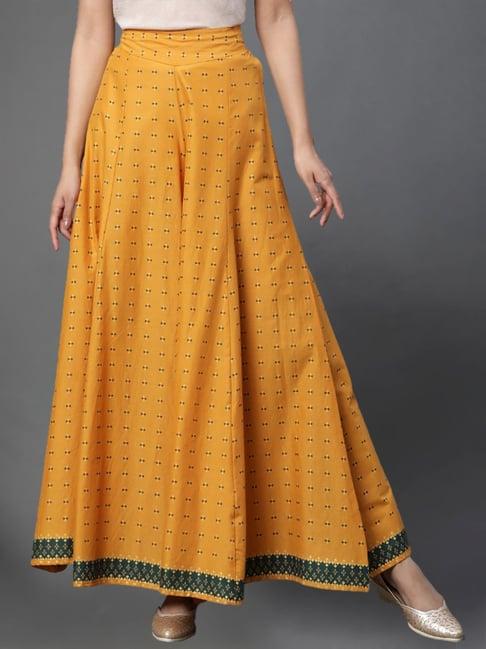 aurelia mustard cotton printed palazzos