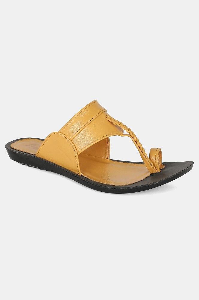 aurelia mustard woven design almond toe flat-zdarlene