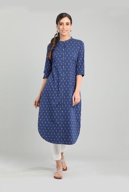 aurelia navy printed kurta