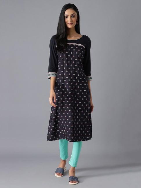 aurelia navy straight kurta