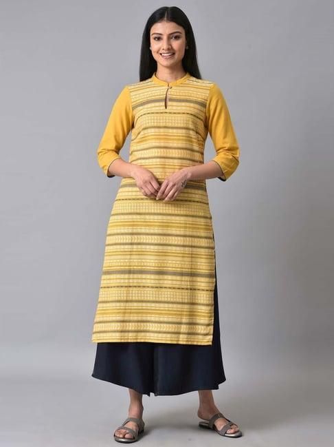 aurelia orange cotton geometric print straight kurta