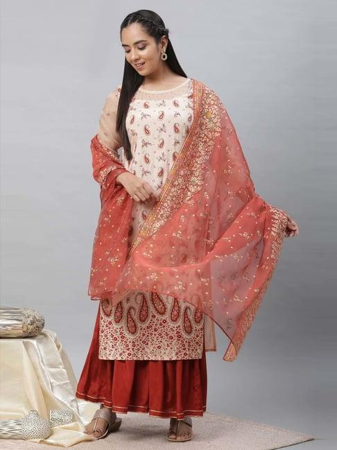 aurelia orange printed dupatta