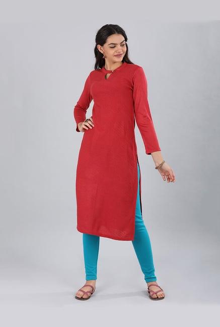 aurelia orange striped kurta