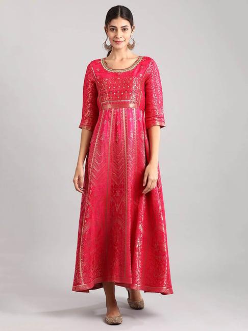 aurelia pink embellished flared kurta