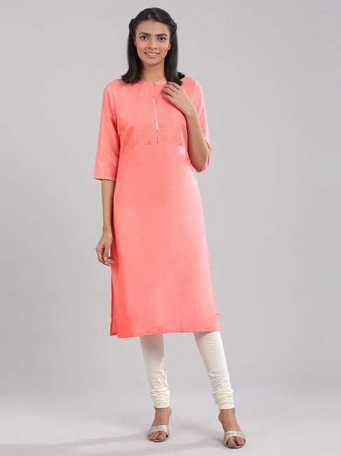 aurelia pink embellished straight kurta