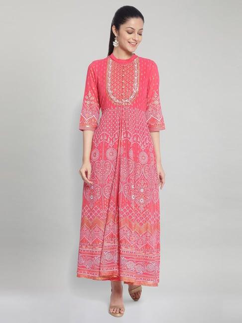 aurelia pink embroidered a line kurta