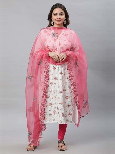 aurelia pink embroidered dupatta