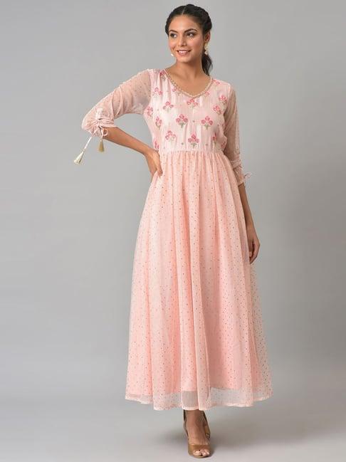 aurelia pink embroidered maxi dress