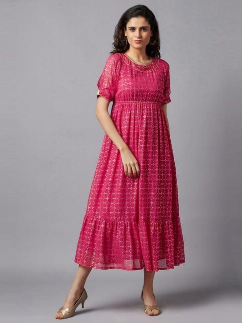 aurelia pink printed a-line dress