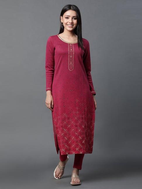 aurelia pink printed kurta with leggings