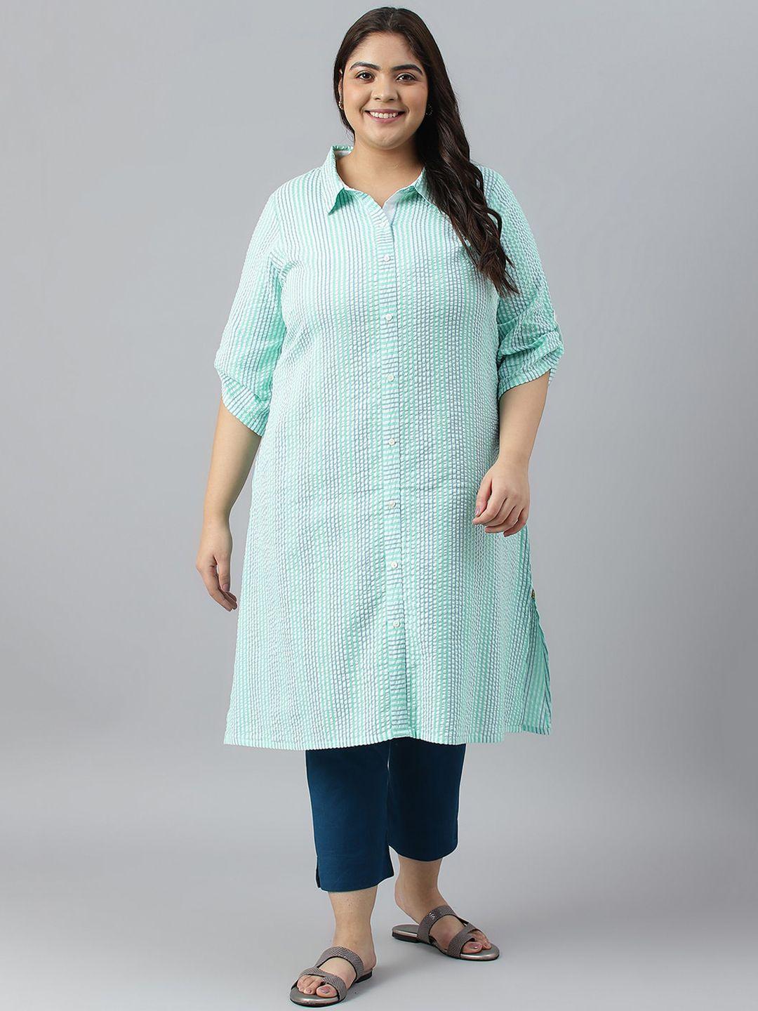 aurelia plus size striped kurta