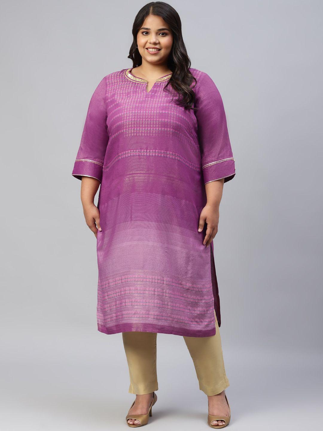 aurelia plus size striped woven design straight kurta