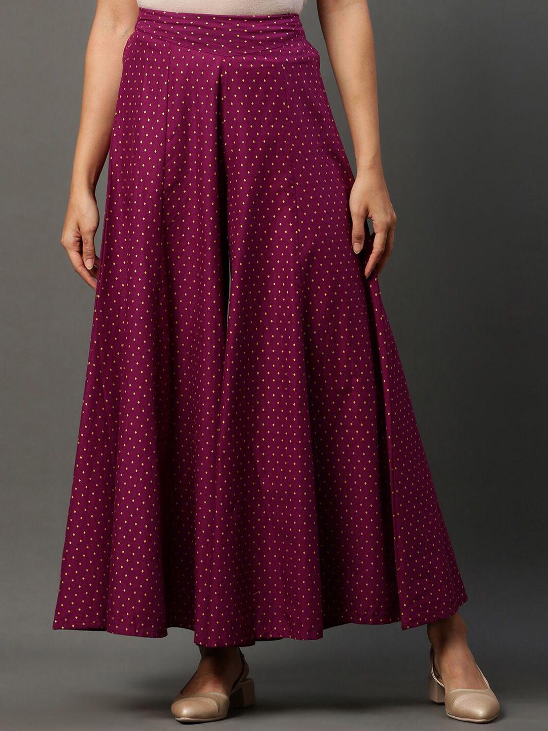 aurelia polka dot  printed flared ethnic palazzos