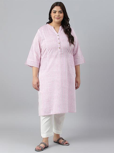 aurelia purple cotton printed straight kurta