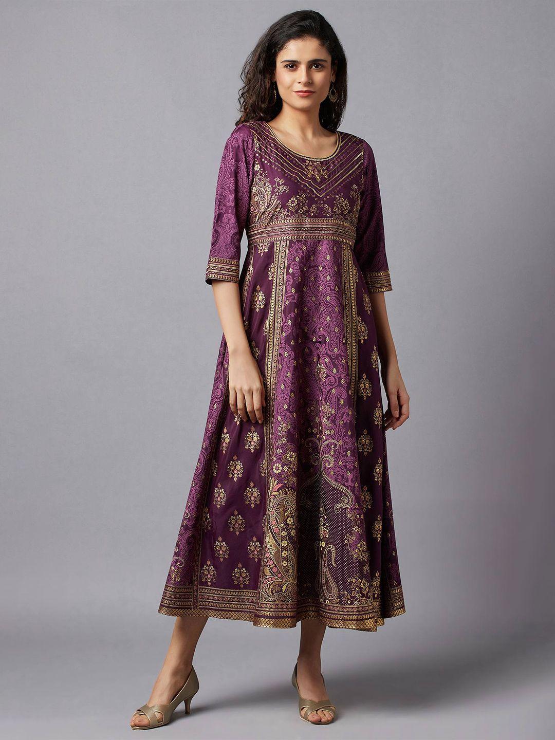 aurelia purple ethnic motifs embroidered ethnic empire maxi dress