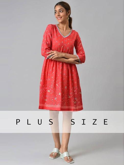 aurelia red floral print a-line dress