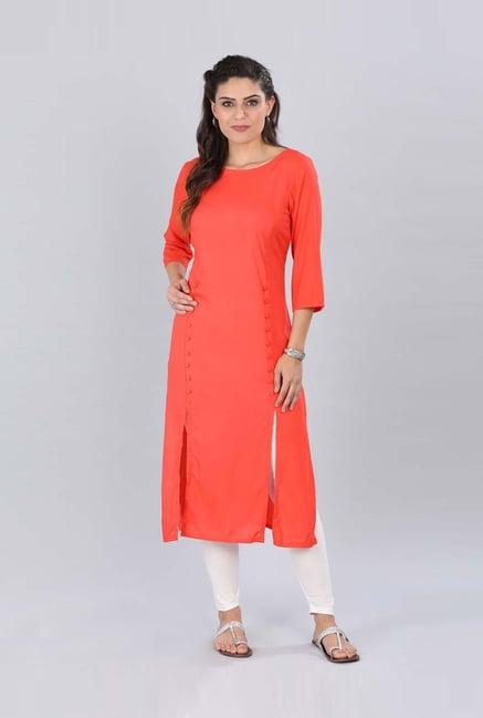 aurelia red straight kurta