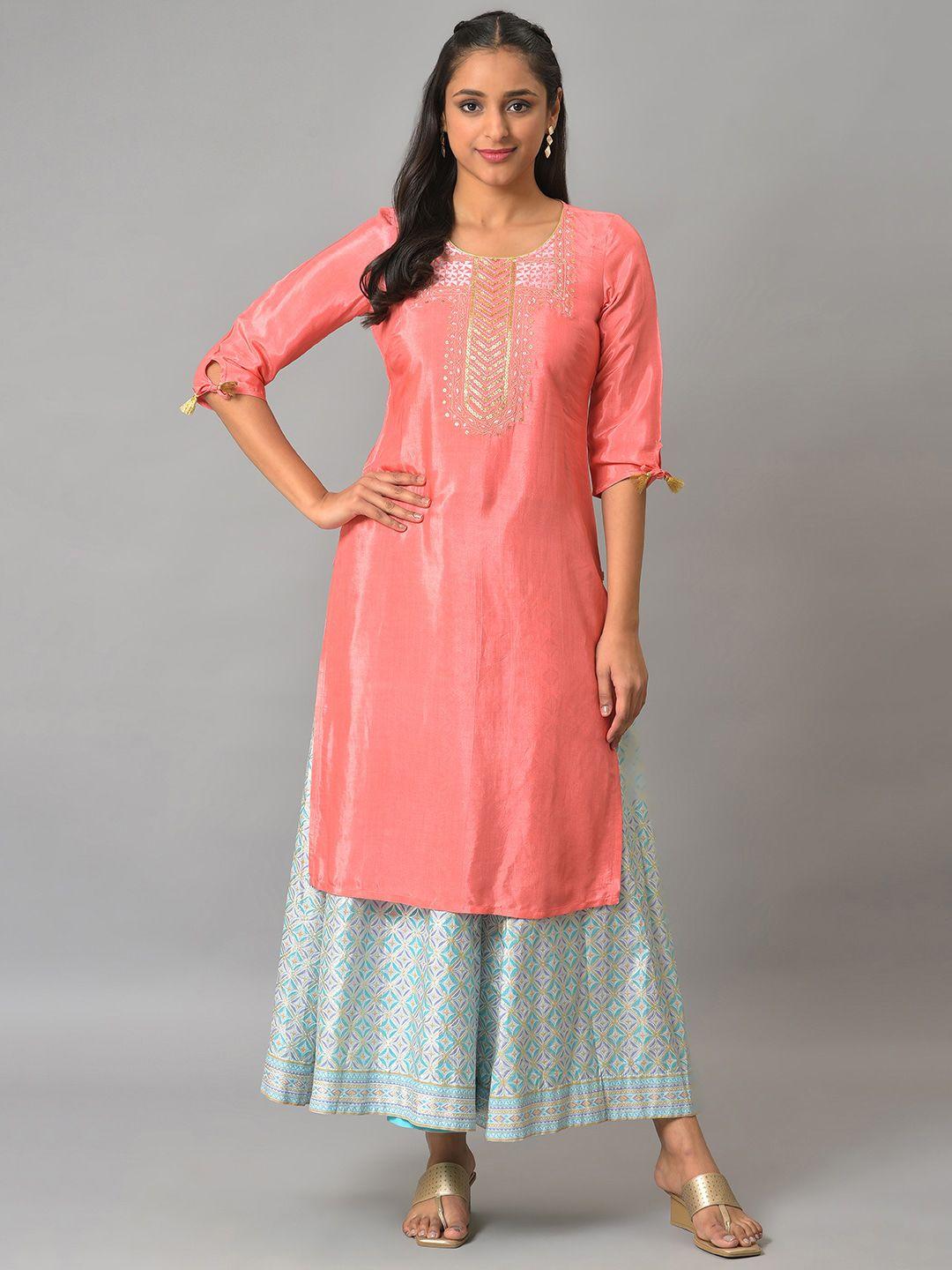 aurelia round neck sequinned kurta