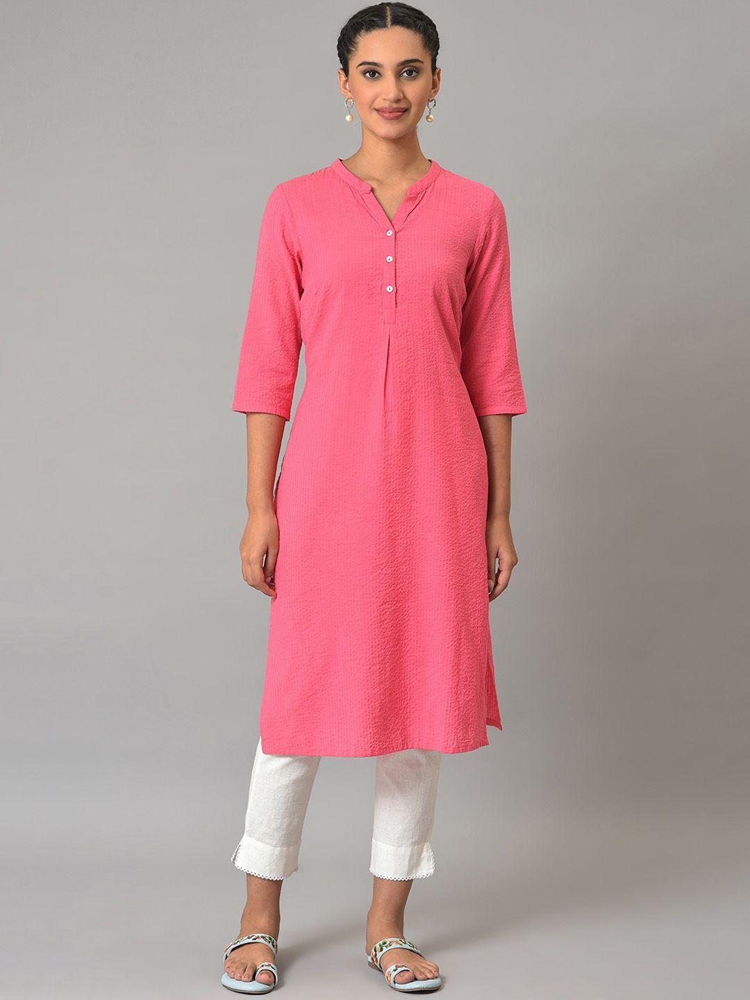 aurelia self design band collar pure cotton kurta