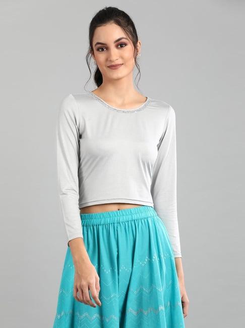 aurelia silver regular fit crop top