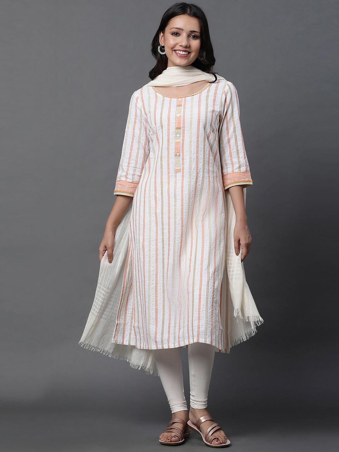 aurelia striped kurta with leggings & dupatta