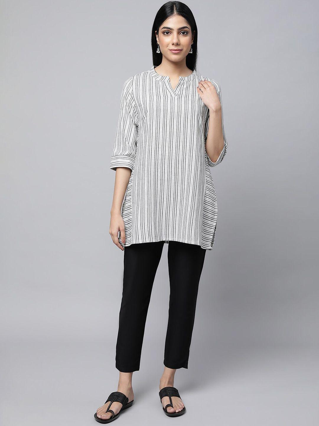 aurelia striped regular kurti with trousers