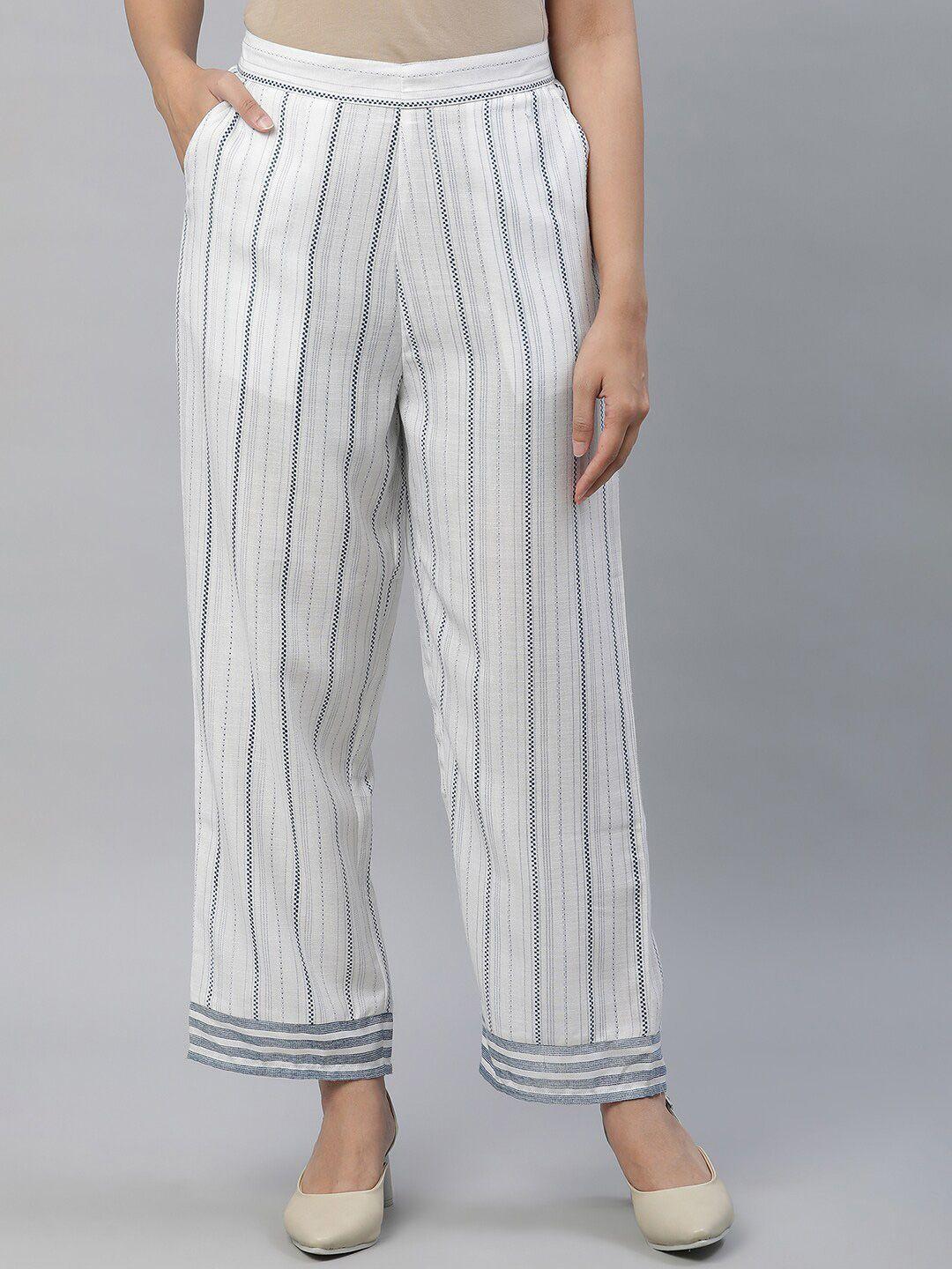 aurelia striped straight fit ethnic palazzos