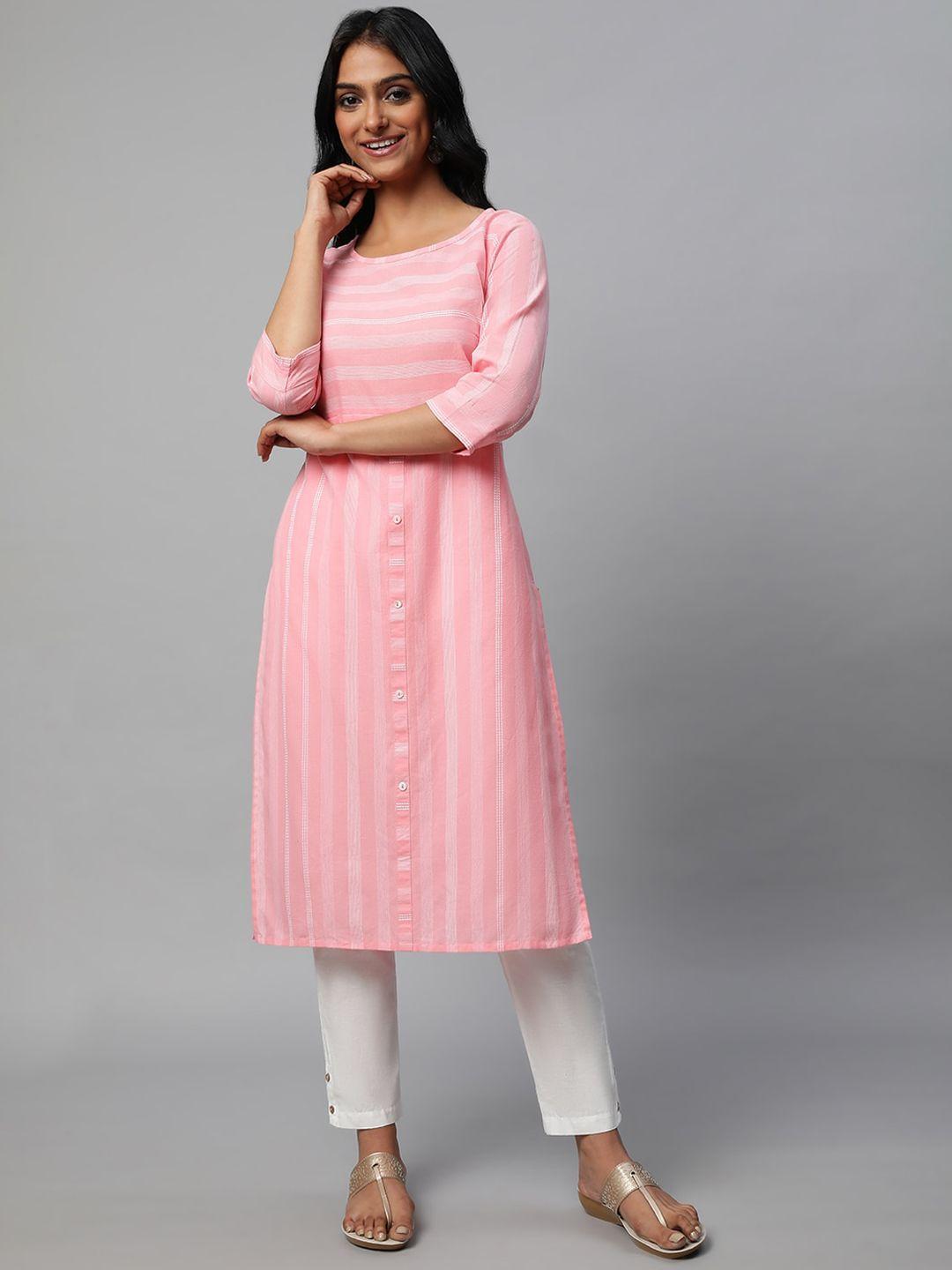 aurelia striped straight pure cotton kurta with trousers