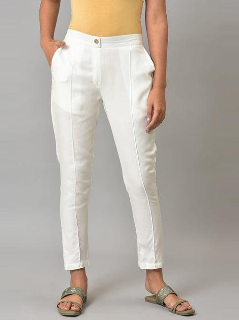 aurelia white cotton slim fit pants