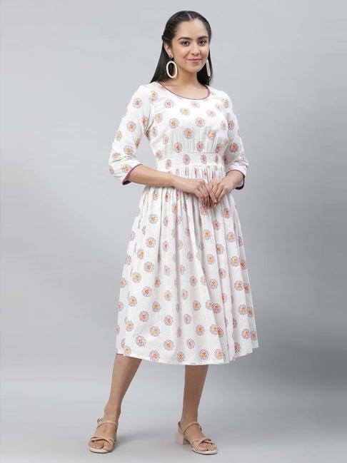 aurelia white printed a-line dress