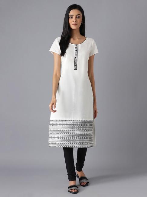 aurelia white straight kurta