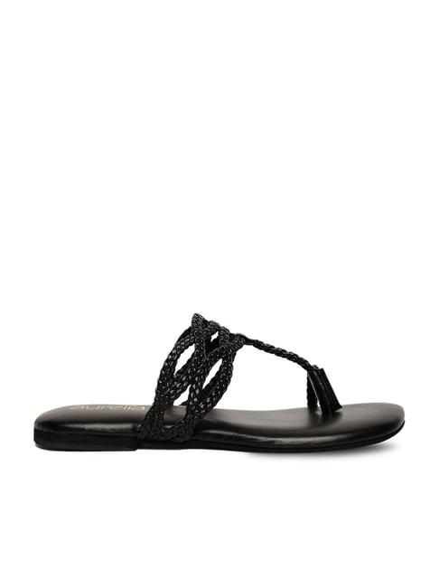 aurelia women's black toe ring sandals