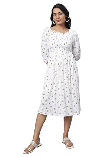 aurelia women's cotton a-line calf length dress (23fea13874-507144_white