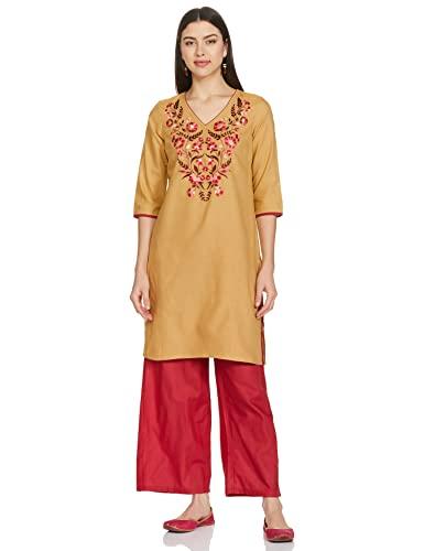 aurelia women's cotton blend kurta & palazzo (22onas13038-603907_natural_s)