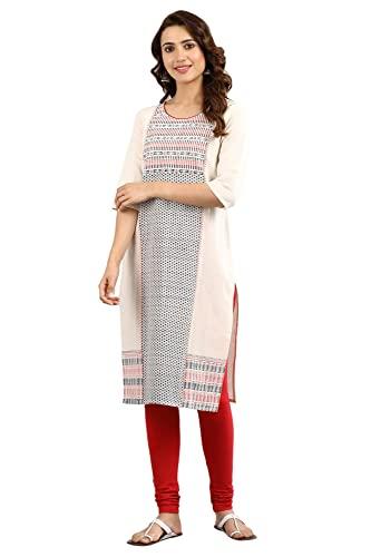 aurelia women's cotton blend regular kurta (22fea10962-500721_natural_xl)