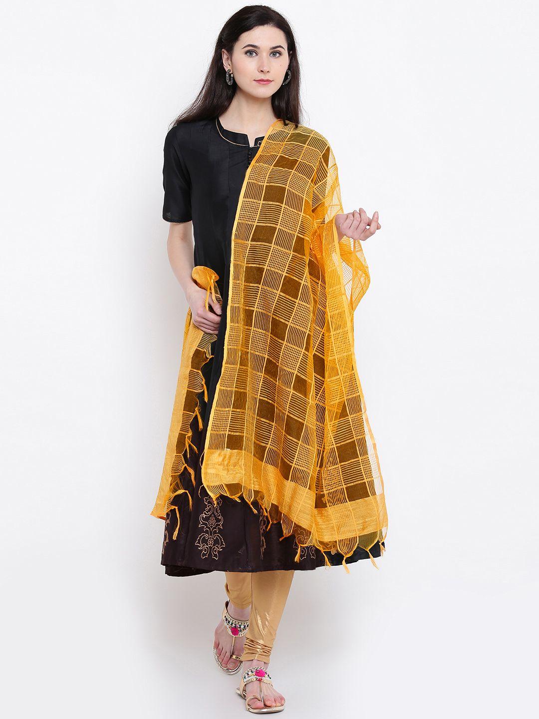 aurelia women -yellow checked dupatta