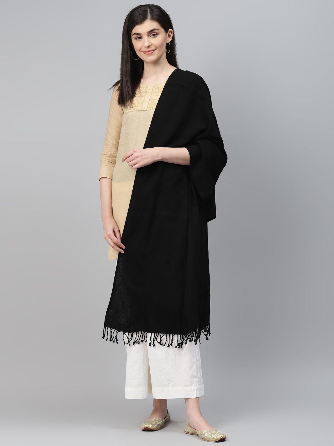 aurelia women black solid shawl