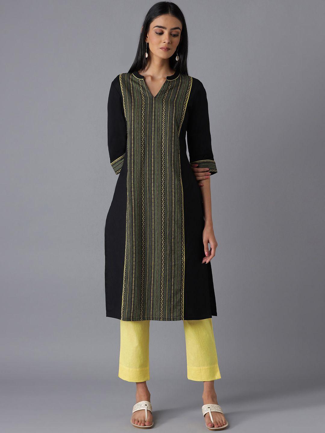 aurelia women black thread work kurta