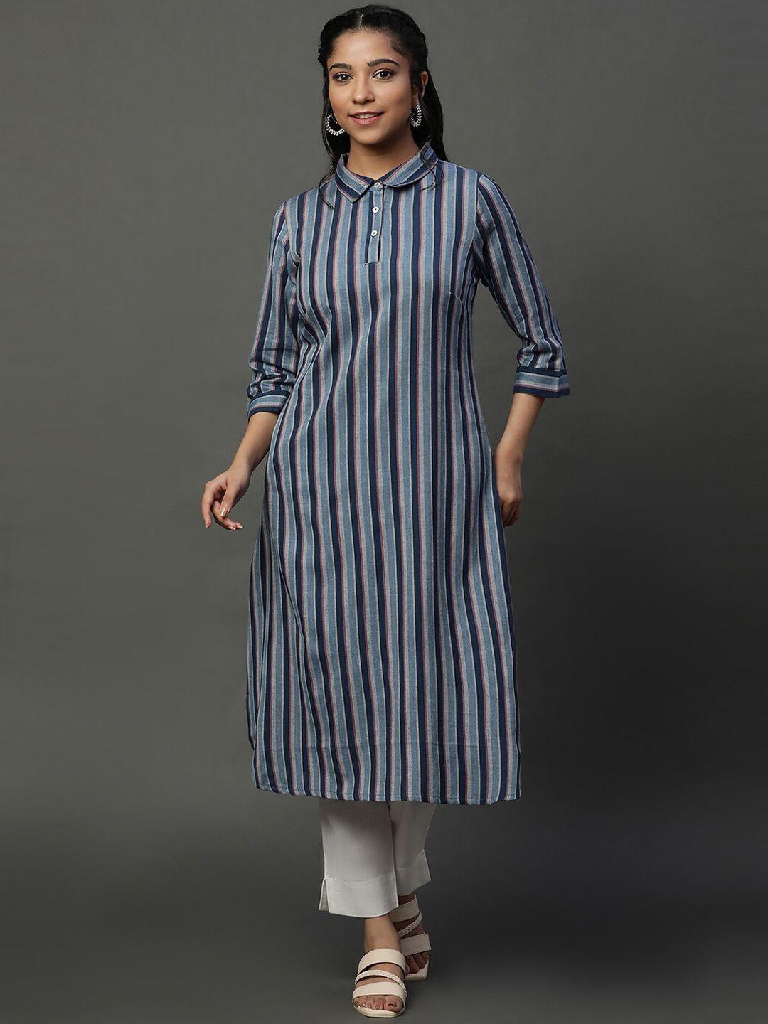 aurelia women blue dyed kurta