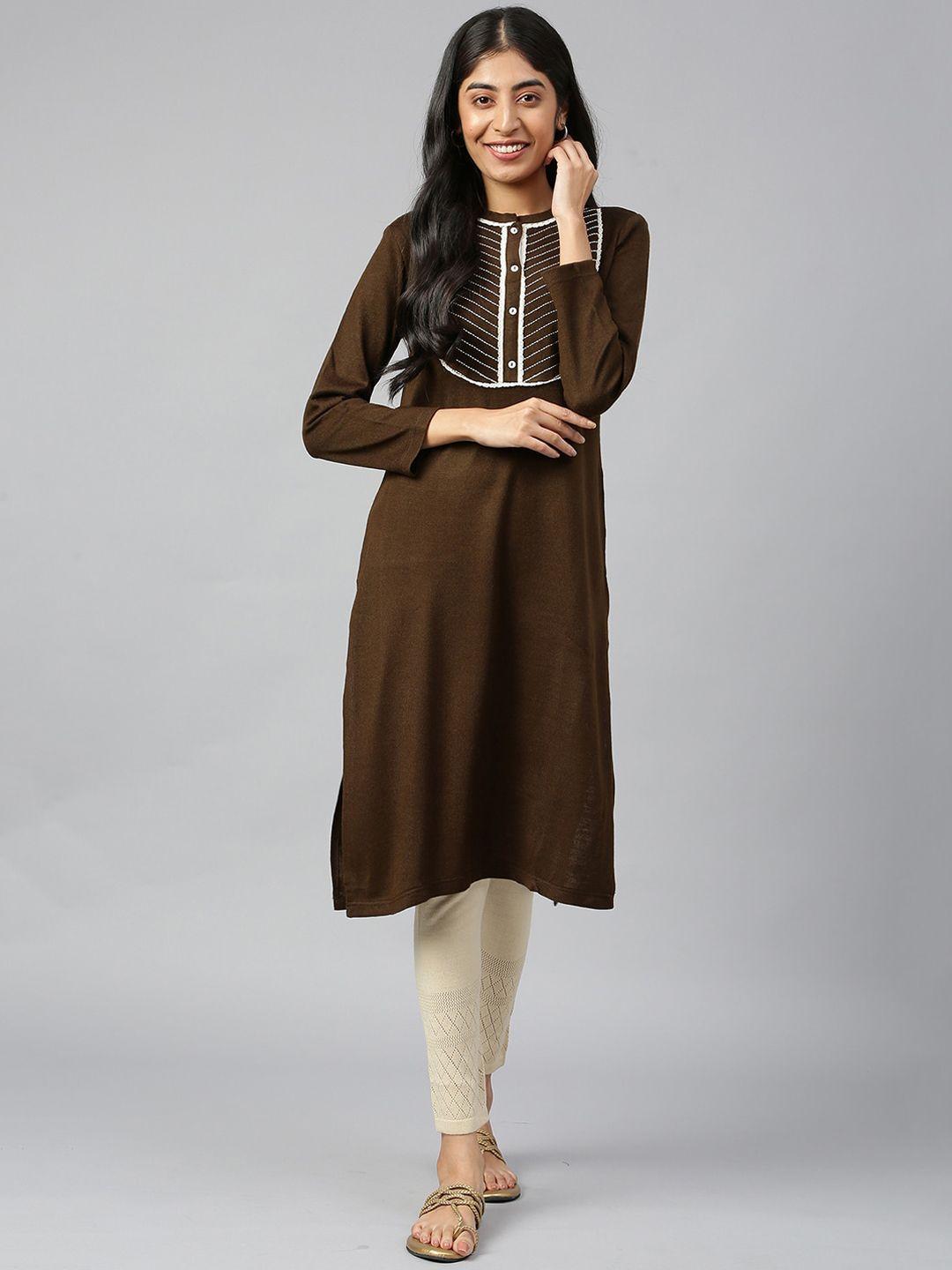 aurelia women brown kurta