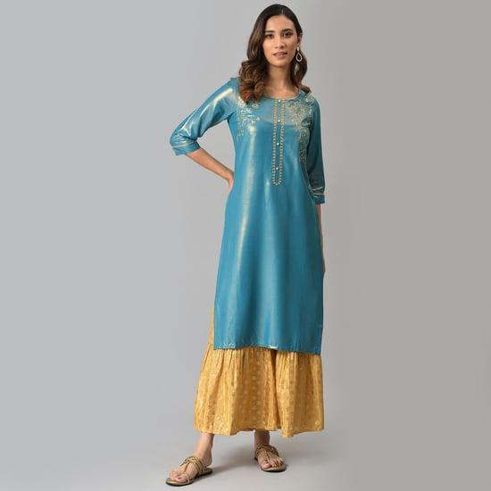 aurelia women floral embroidered straight kurta