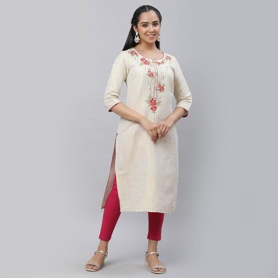 aurelia women floral embroidered straight kurta