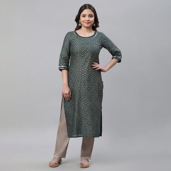 aurelia women floral print straight kurta