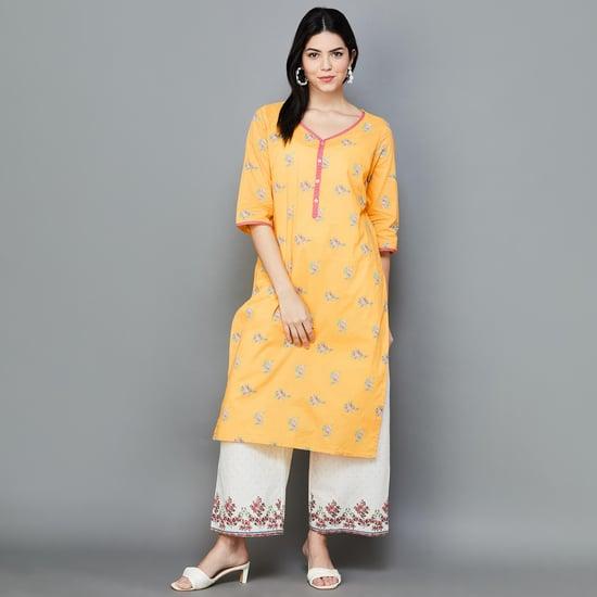 aurelia women floral print straight kurta